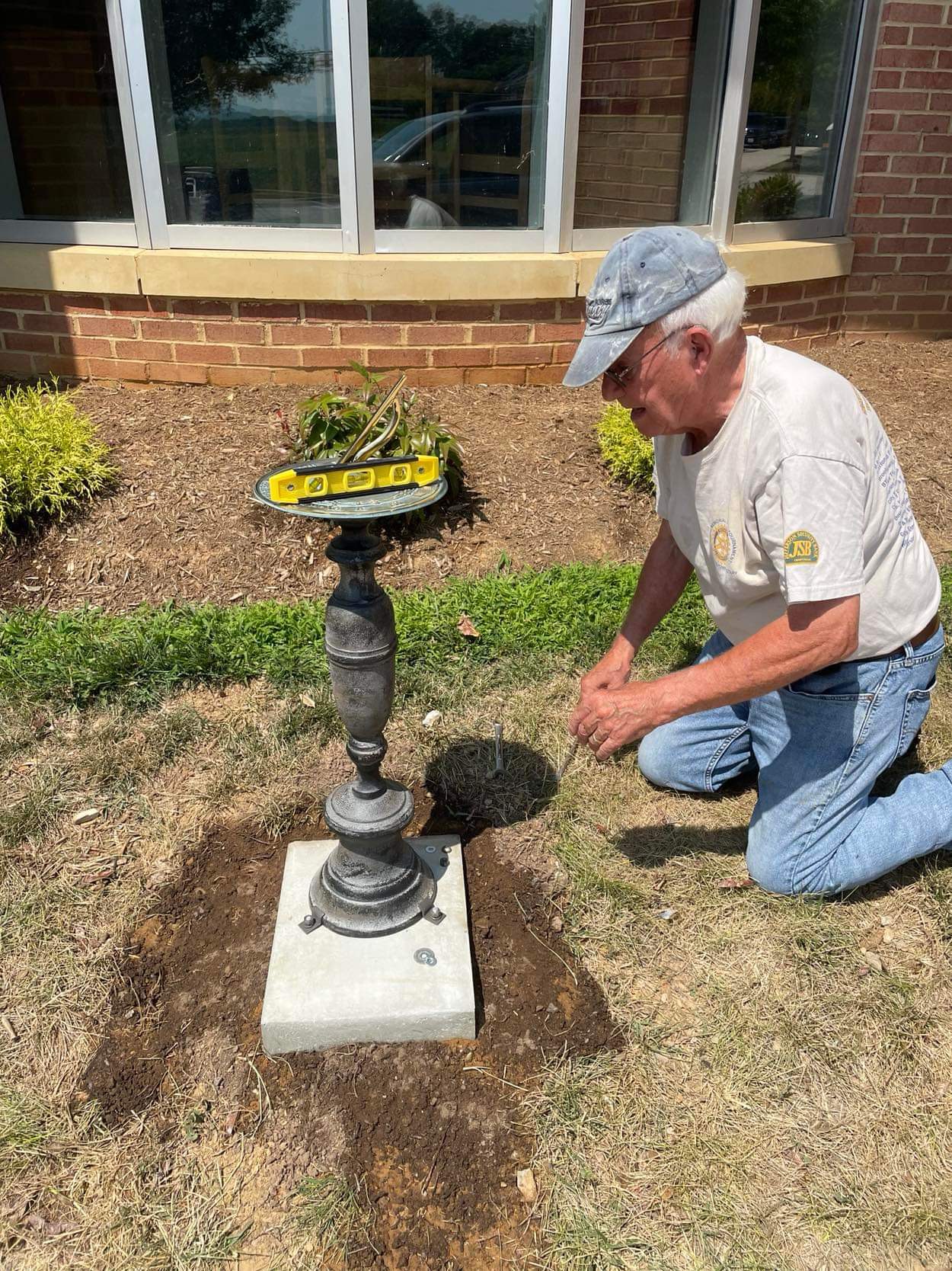 Sundial being work on at Jefferson High School